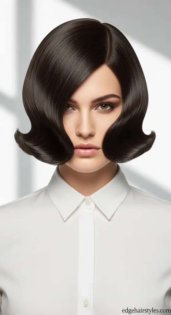 Wavy Hair with Fringe Hairstyles Blunt Edge with S-Waves