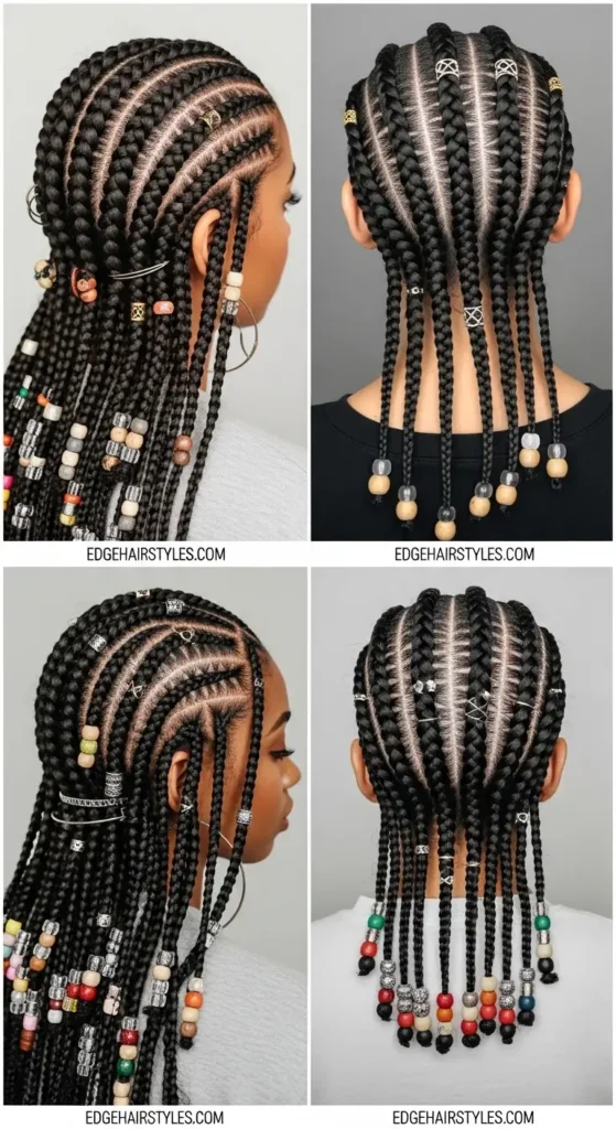 Cornrow Hairstyles with Beads and Accessories