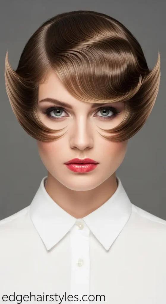 Wavy Hair with Fringe Hairstyles Wing-like fringe with an old-fashioned wave