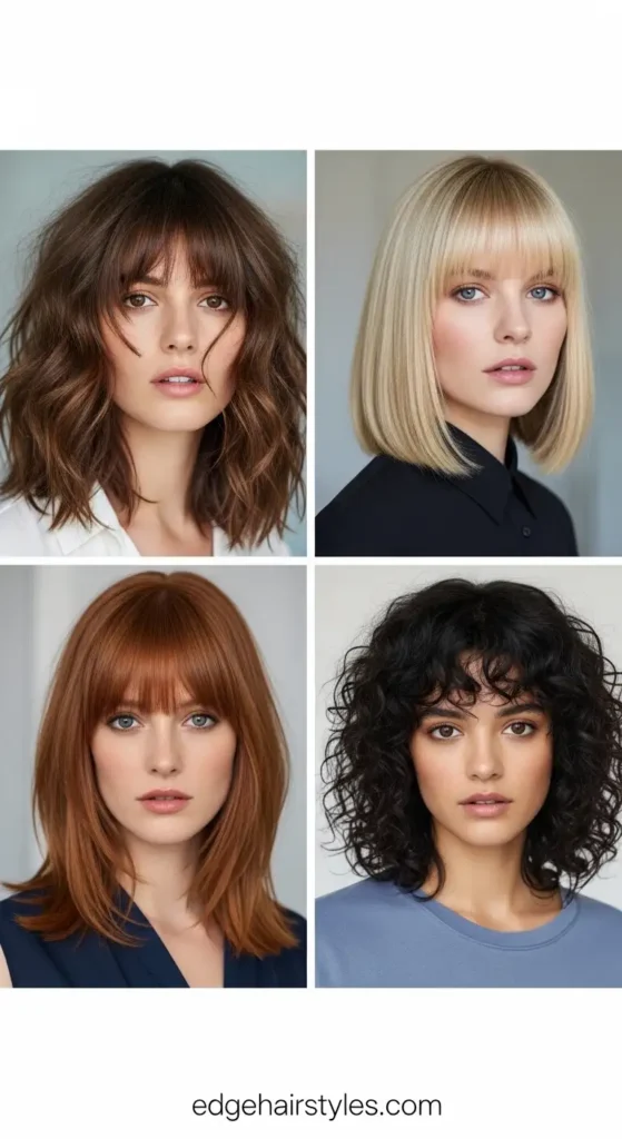 Medium-length hairstyles with Bangs
