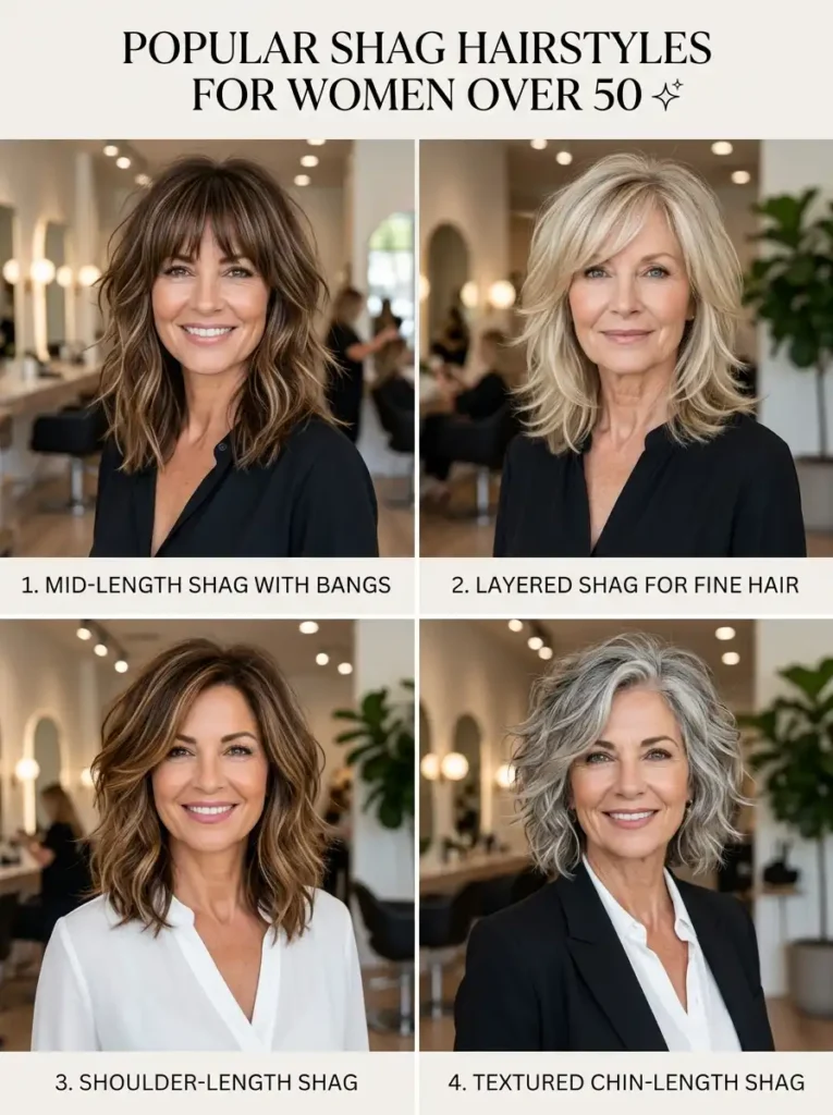 Popular Shag Hairstyles for Women Over 50