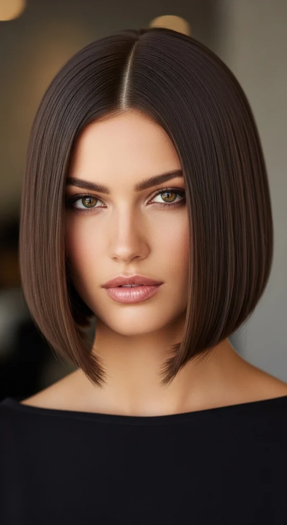 Sleek Middle Part Bob